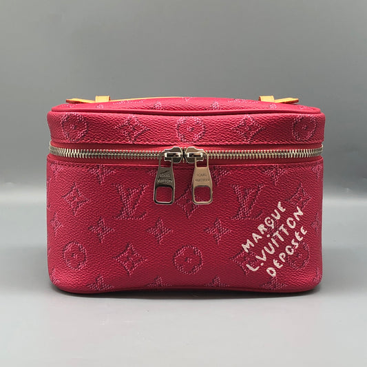Louis Vuitton Nice Mini Monogram Empreinte Pink Vanity Case Bag