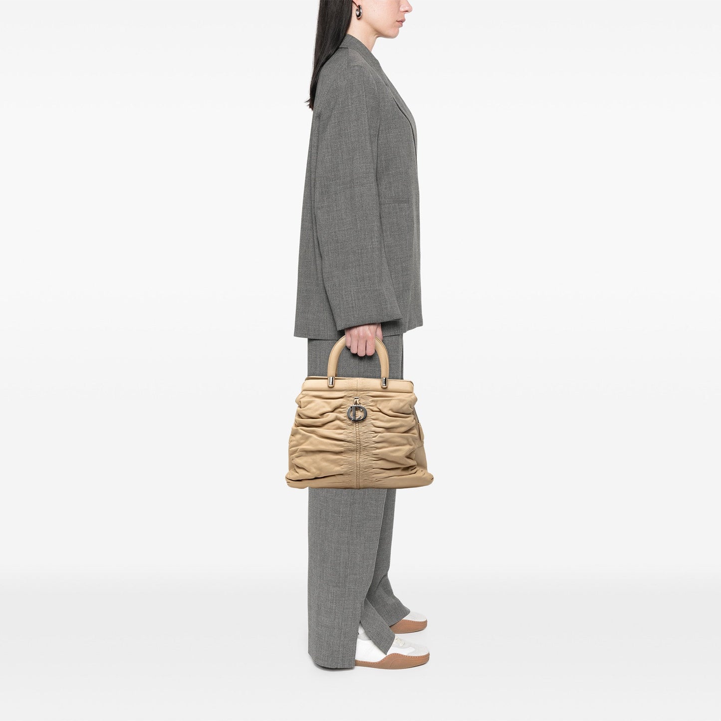 Beige Dior Lambskin Karenina Frame Bag