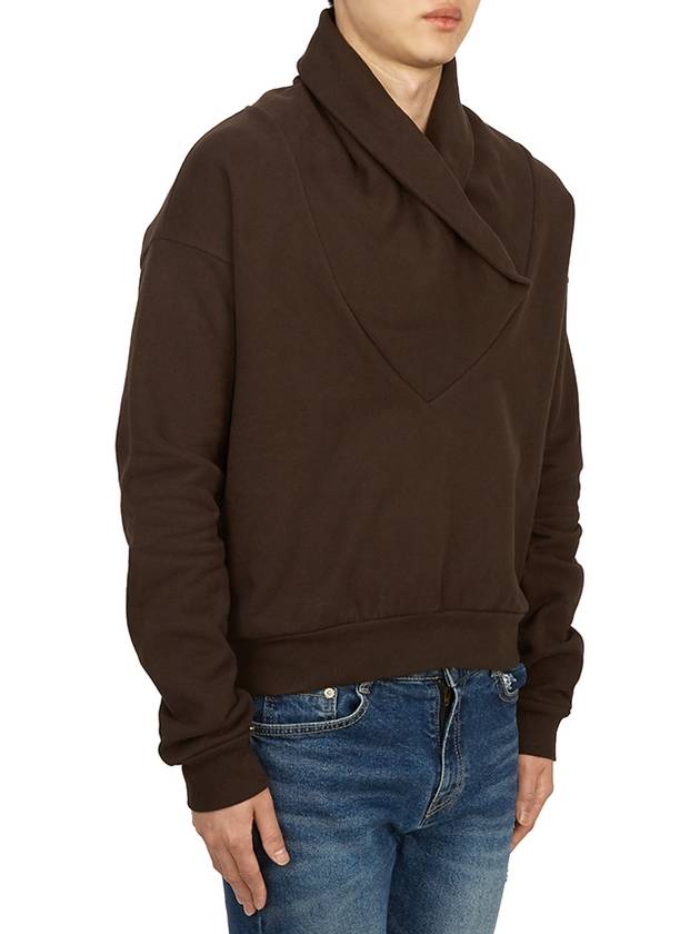 Luxury Saint Laurent Trending 2025 Men's Shawl Collar Cotton Sweatshirt Brown