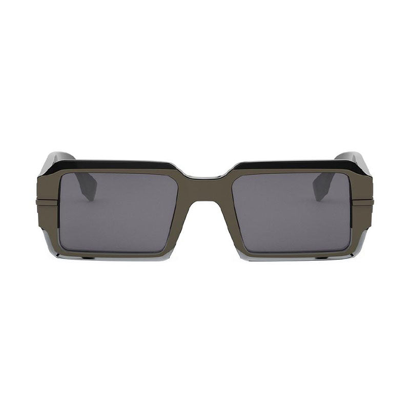 Fendi Sunglasses Rectangle Full Rim, Shiny Black/Grey Frame and Grey Lens FE40073U05A