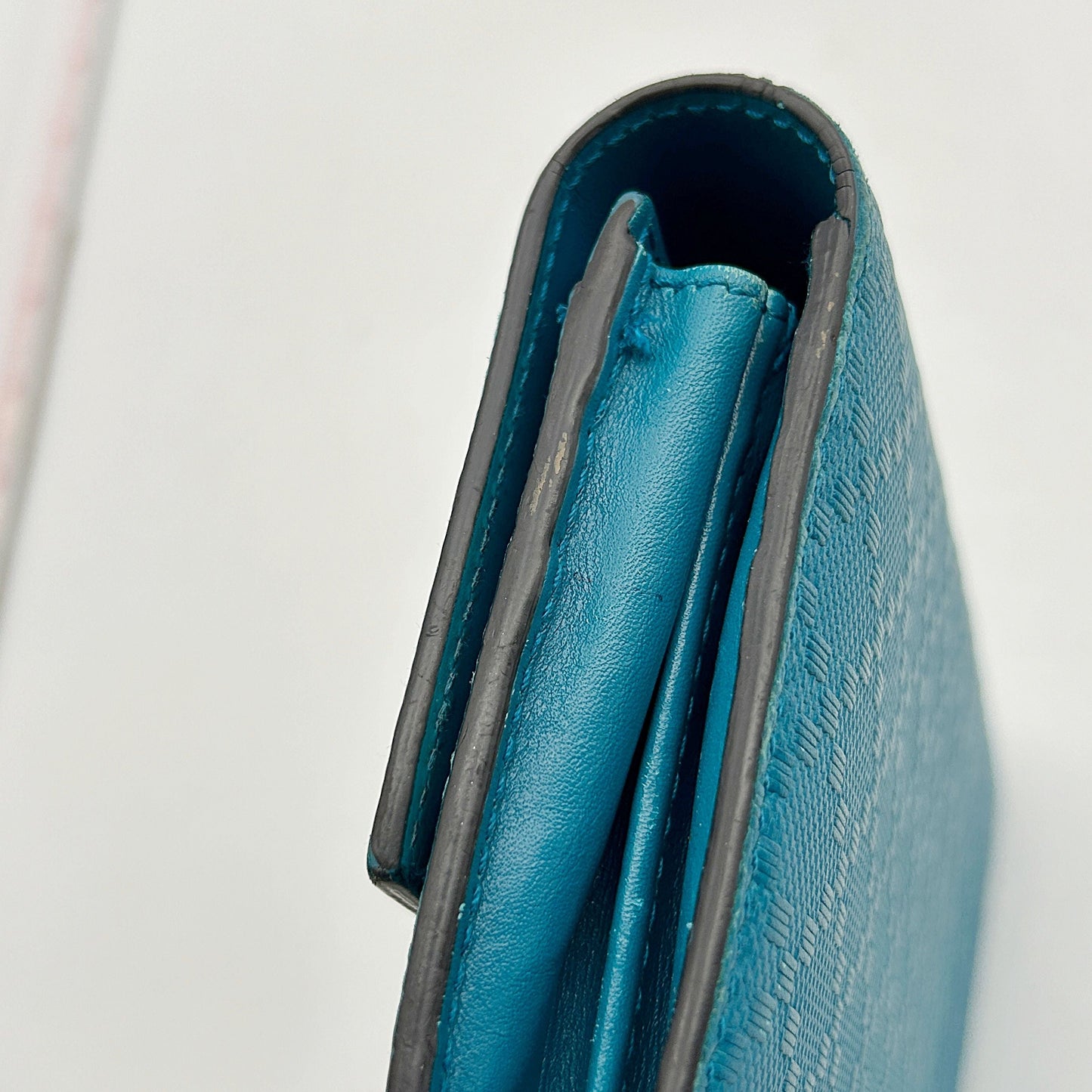 Gucci Blue Turquoise Diamante Leather Flap Continental Wallet gu0109uy