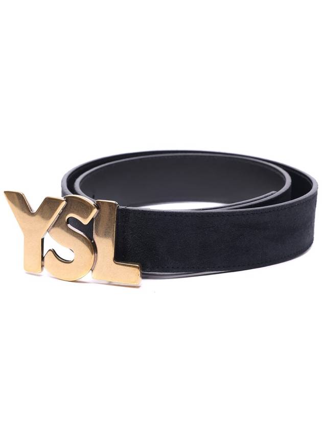 Luxury Saint Laurent Trending 2025 YSL Gold Hardware Leather Belt Black