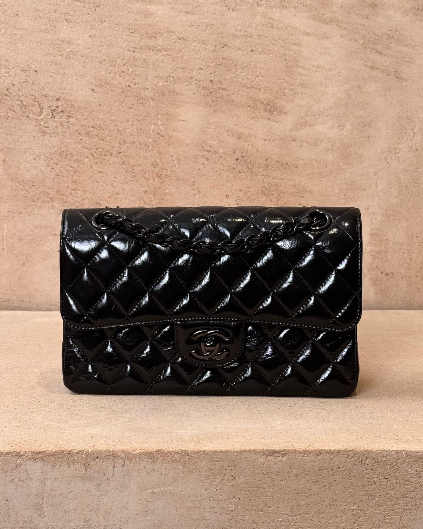 Chanel Small Classic Flap - So Black Patent Calfskin | Tonal Hardware