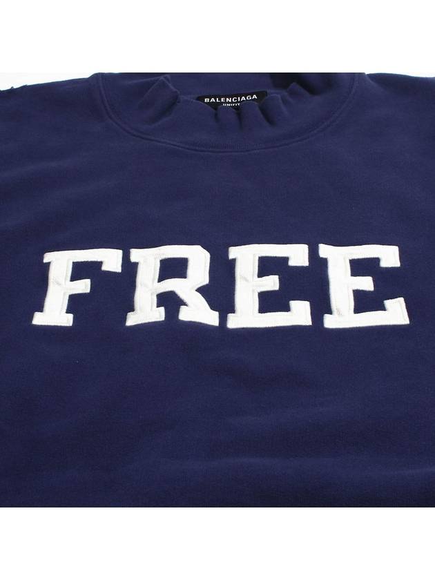 Luxury Balenciaga Trending 2026 WoMen's Free Embroidery Distressed Sweatshirt Navy