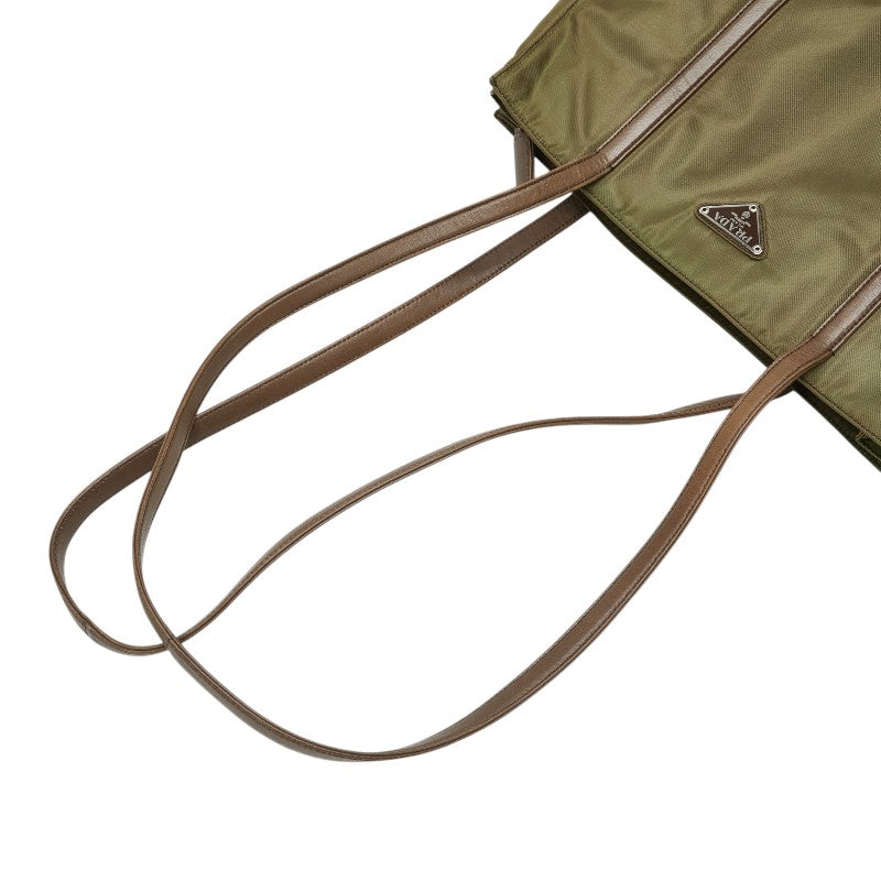 Prada Triangle Logo Plate Nylon Leather Shoulder Bag
