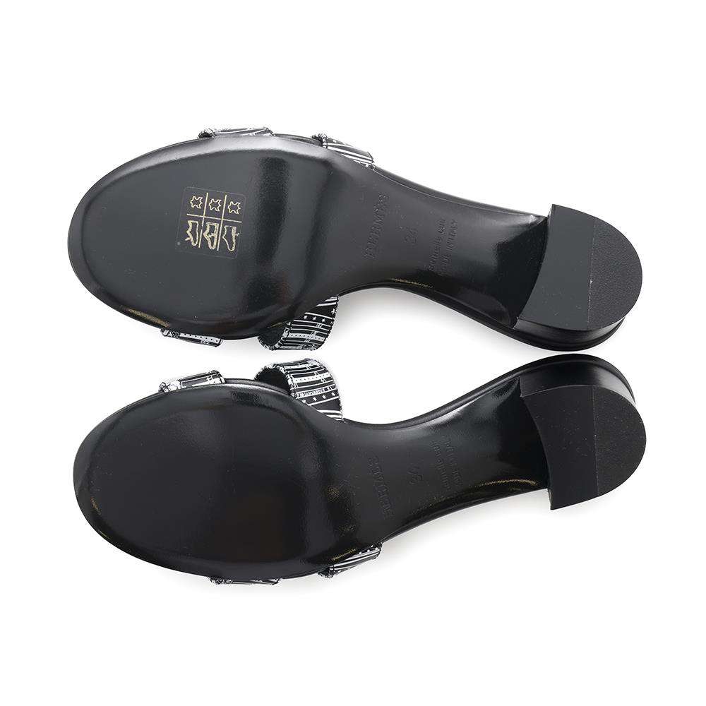 HERMES Sandals "Oasis" Black/WhiteH232166Z Leather Size 34