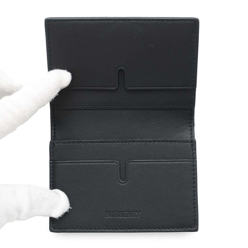 BURBERRY Embossed Check Bifold Card Case Black8103993 Leather