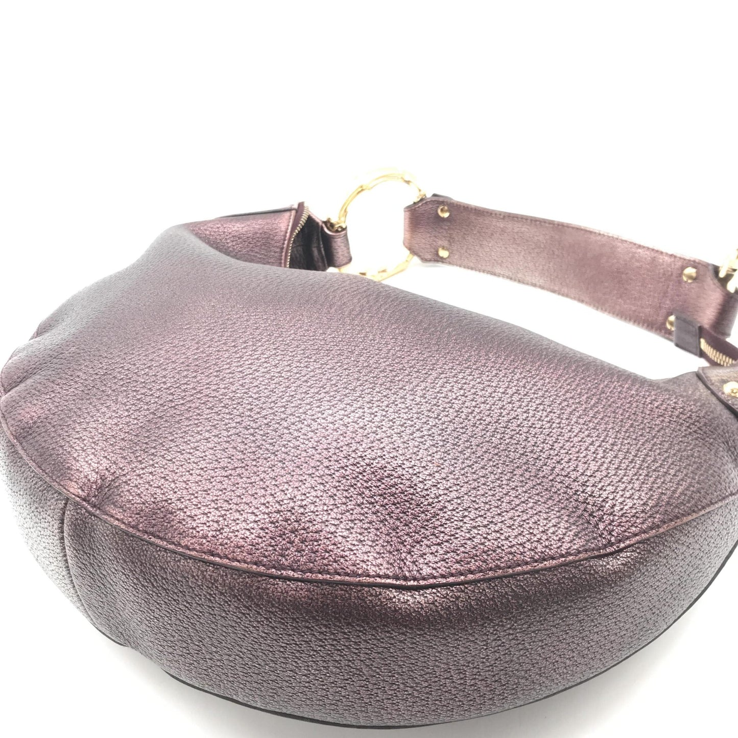 Gucci Metallic Leather Bamboo Ring Hobo Women's Bag ( )
