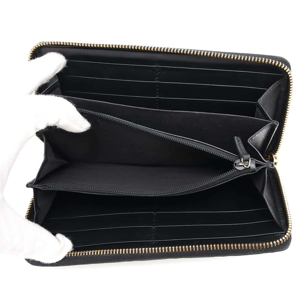 GUCCI GG Guccissima Zip Around Long Wealth Cloth Black409342 Leather