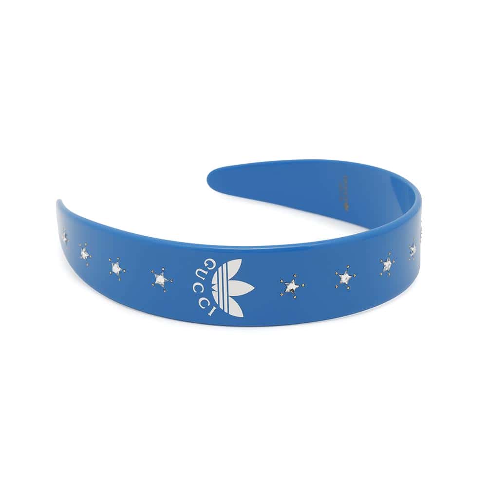 GUCCI Adidas collaboration headband Blue702950 Plastic Rhinestone