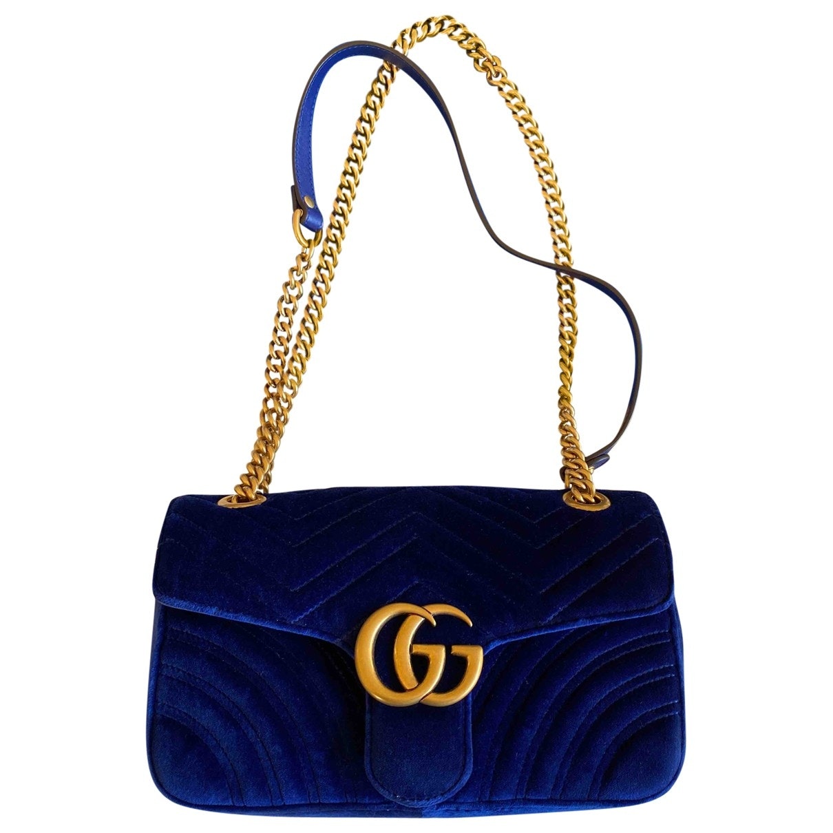 Gucci marmont blue velvet handbag