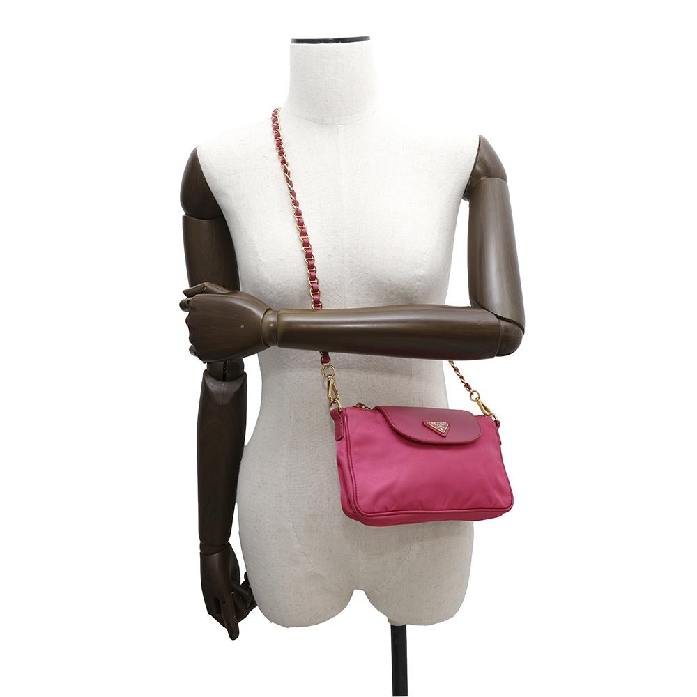 PRADA ?Shoulder Bag Pink Saffiano LeatherLeather Nylon