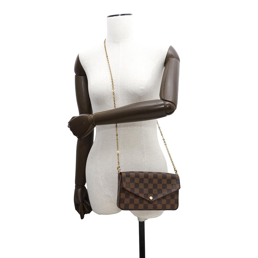 LOUIS VUITTON Felicie Pochette RedN63032 Damier Ebene Canvas