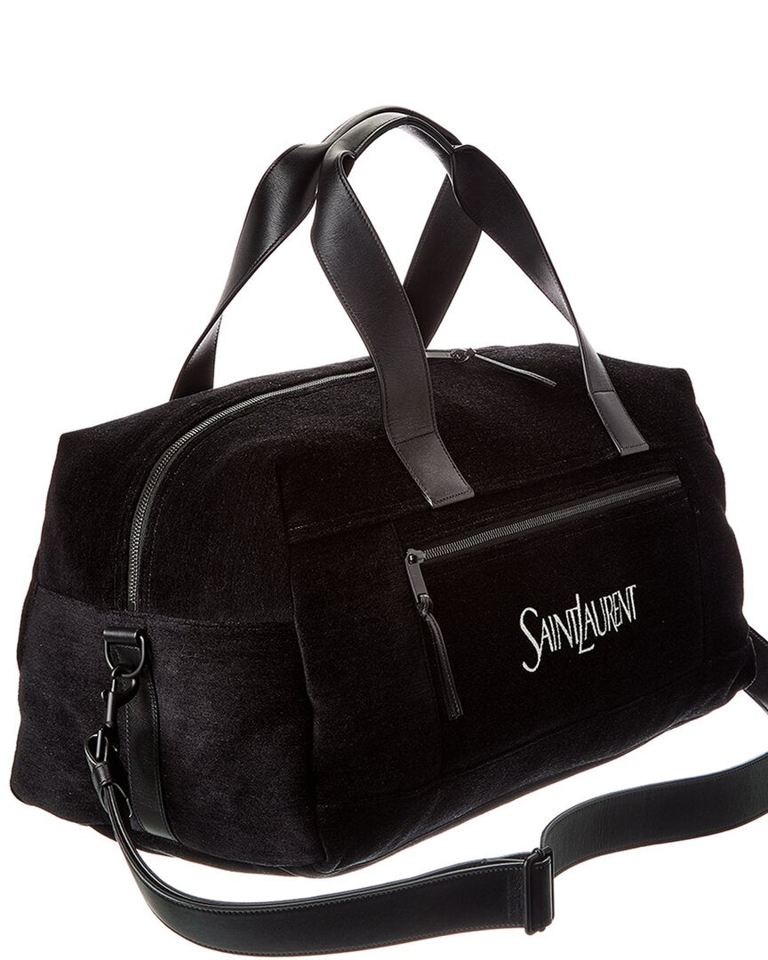 Saint Laurent Jacquard & Leather Duffel Bag