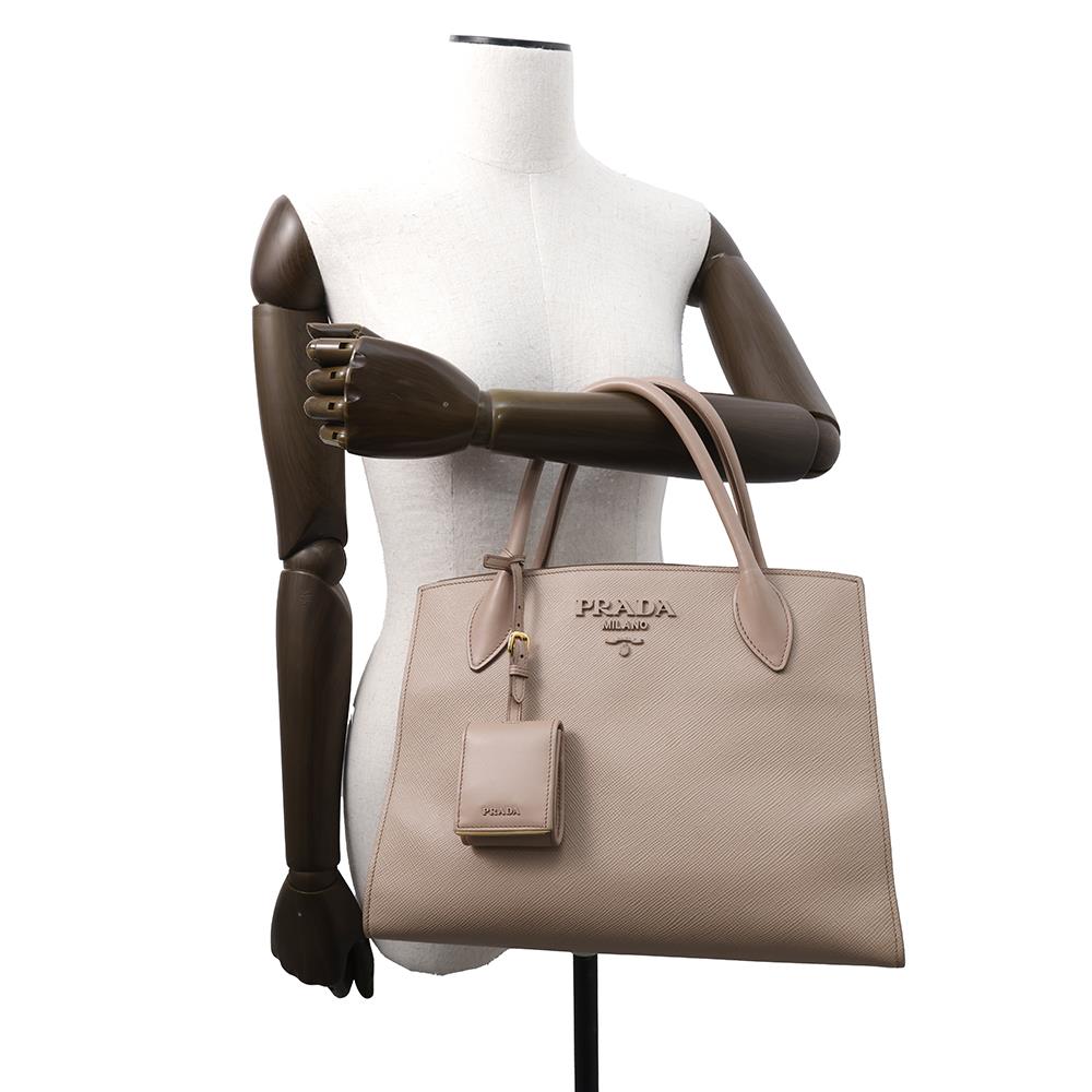 PRADA ?Mono Chrome 2WAYBag Jasmin Flower1BA155 Leather
