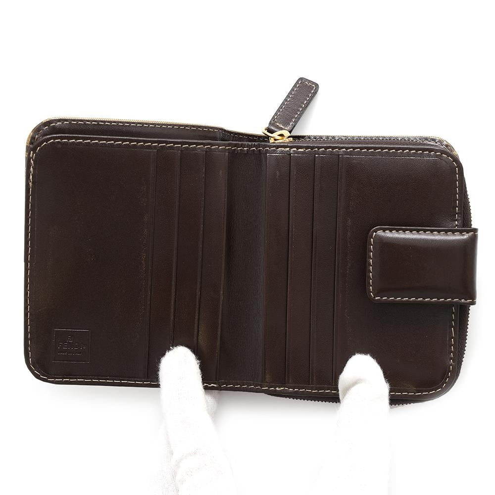 FENDI Compact zip wallet Brown PVC/Leather