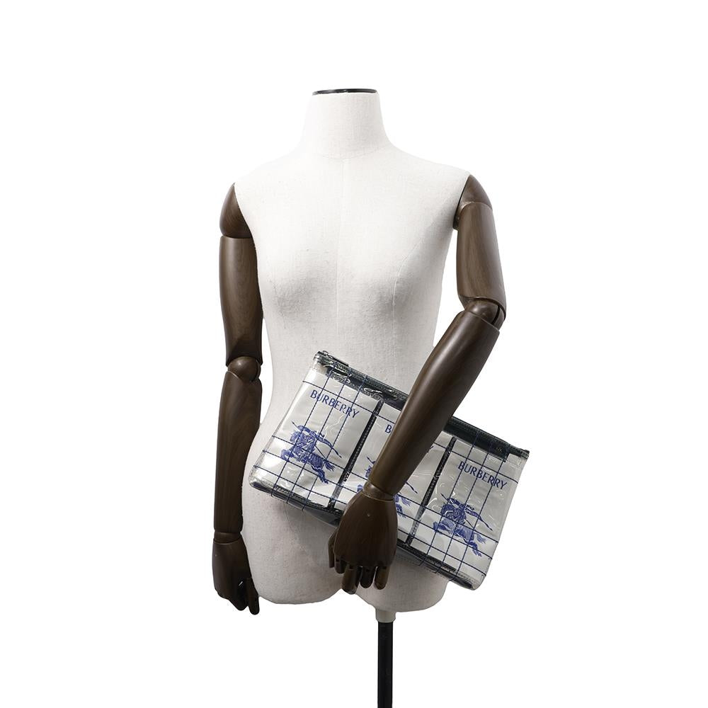 BURBERRY EKD Label Pouch White/Transparent Plastics Canvas