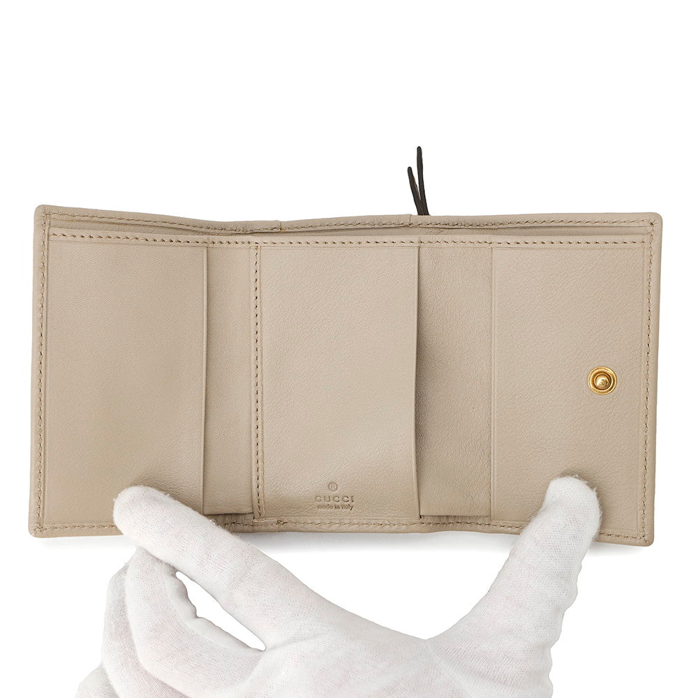 GUCCI Diana Bamboo Medium Compact Wallet Tri-fold Wallet Beige658633 Leather
