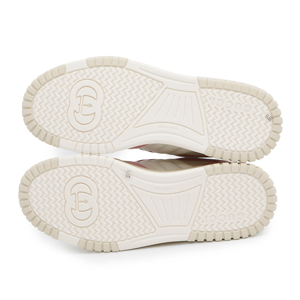 GUCCI ?Reweb Sneakers White/Pink785728 Leather Size 39.5