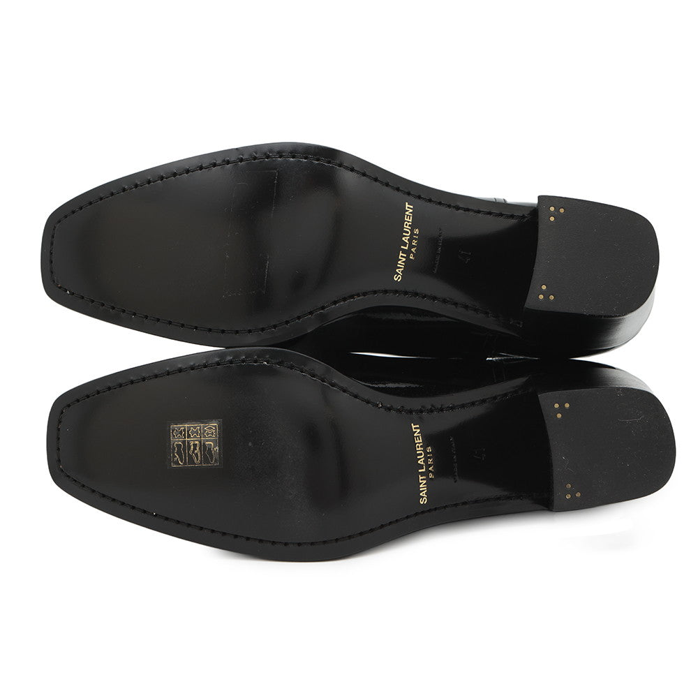 SAINT LAURENT PARIS Terry Heel EncreBoots Black709447 Patent Leather Size 41