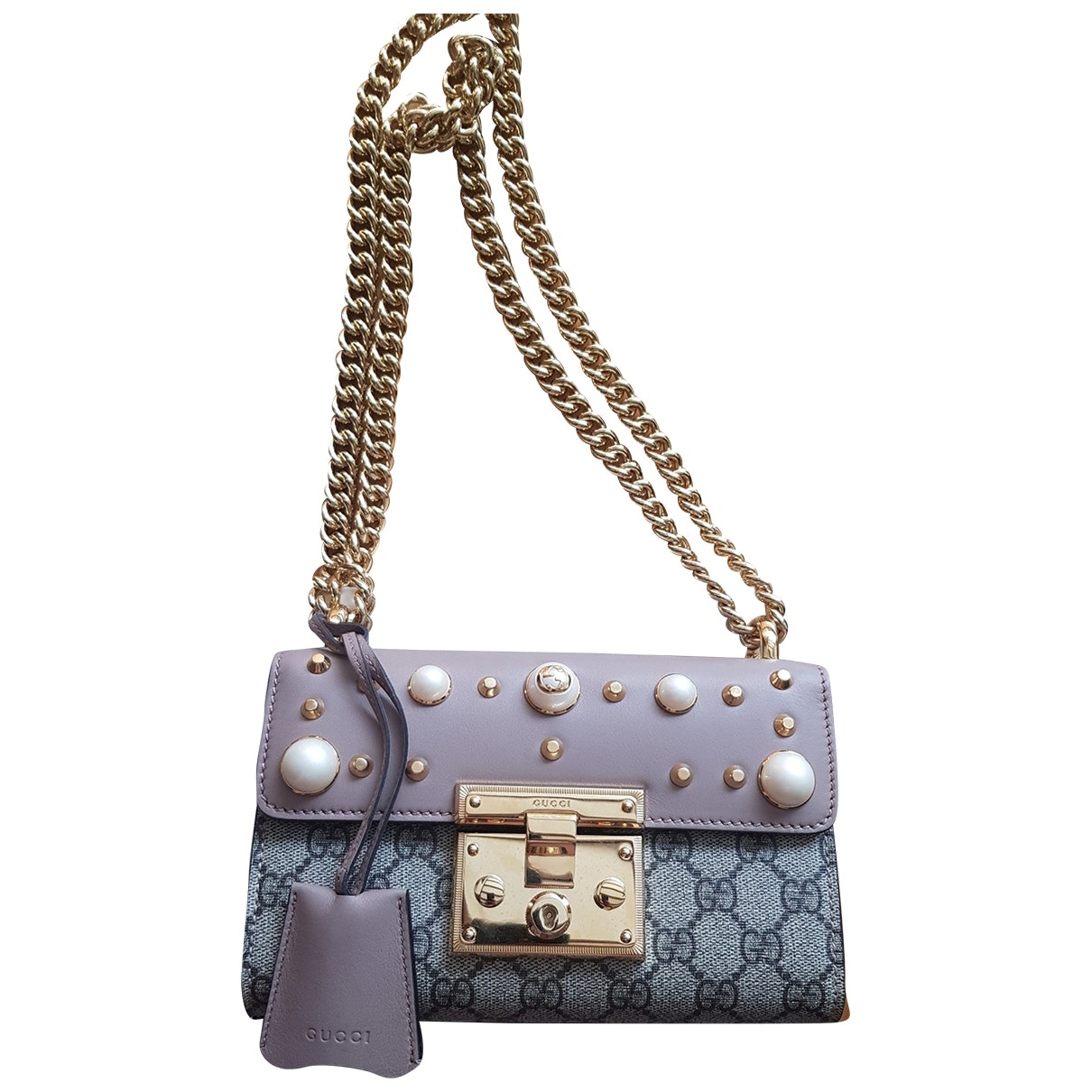 Gucci padlock beige cloth handbag