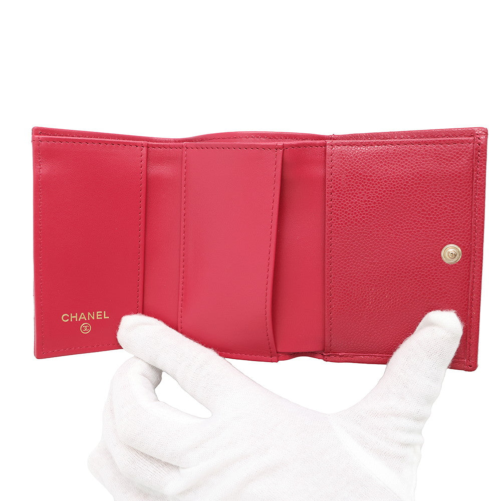 CHANEL Matelasse Classic Small Flap Wallet Pink redAP0230 Caviar Leather