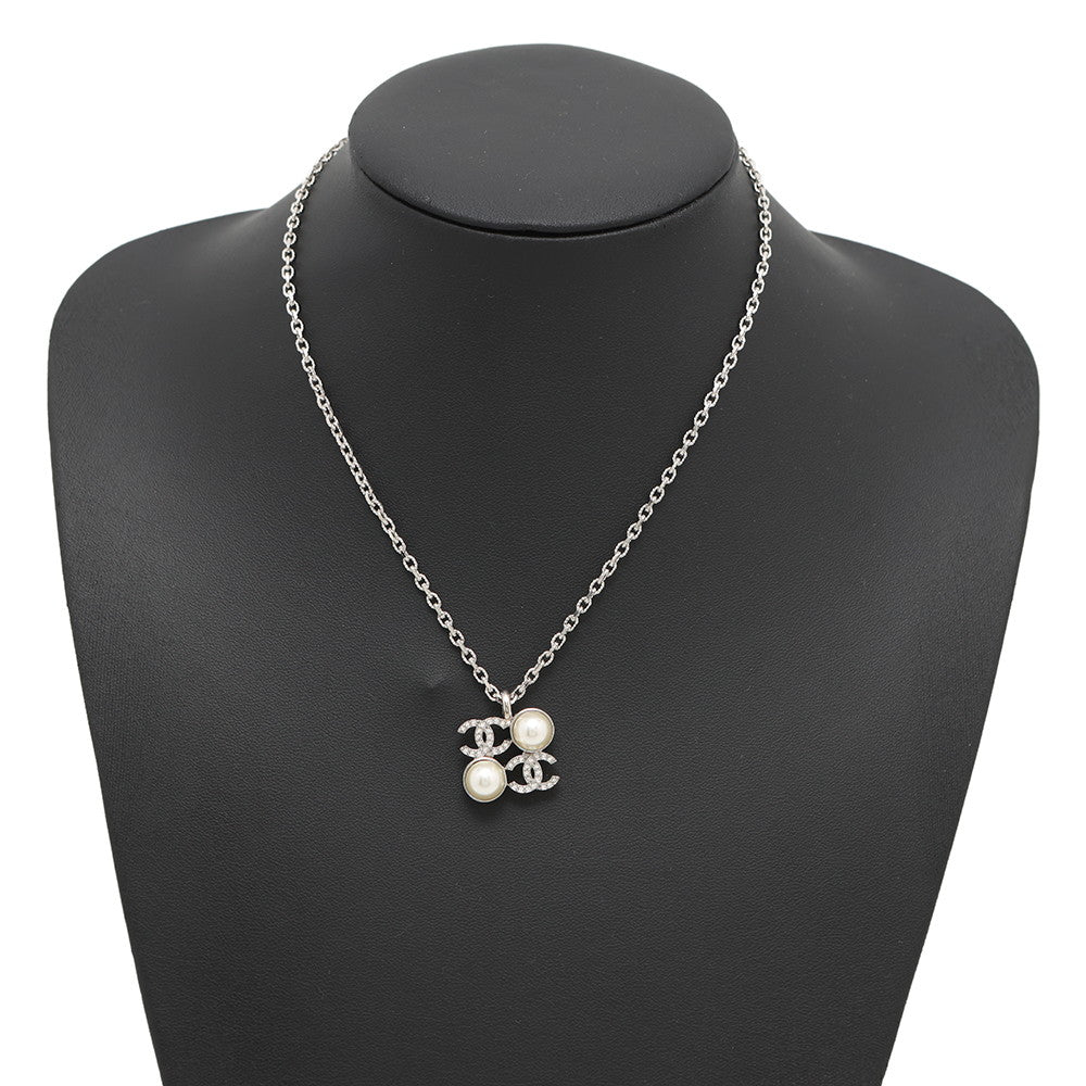 CHANEL CC Logo Faux Pearl NecklaceABF723 Metal Faux Pearl Rhinestone