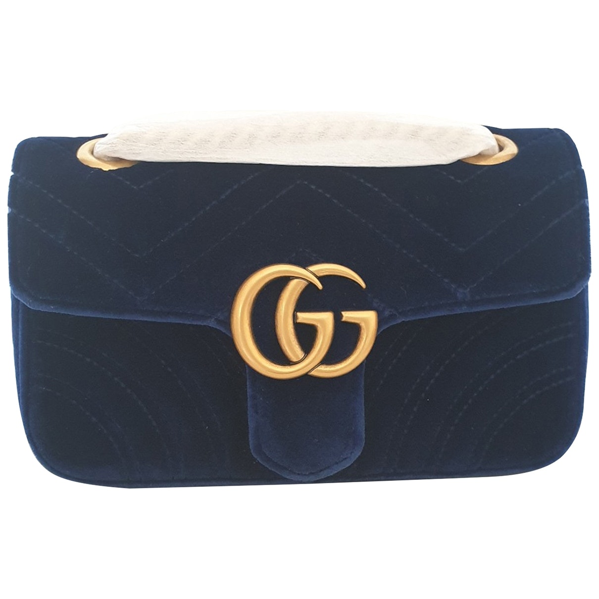 Gucci marmont blue velvet handbag