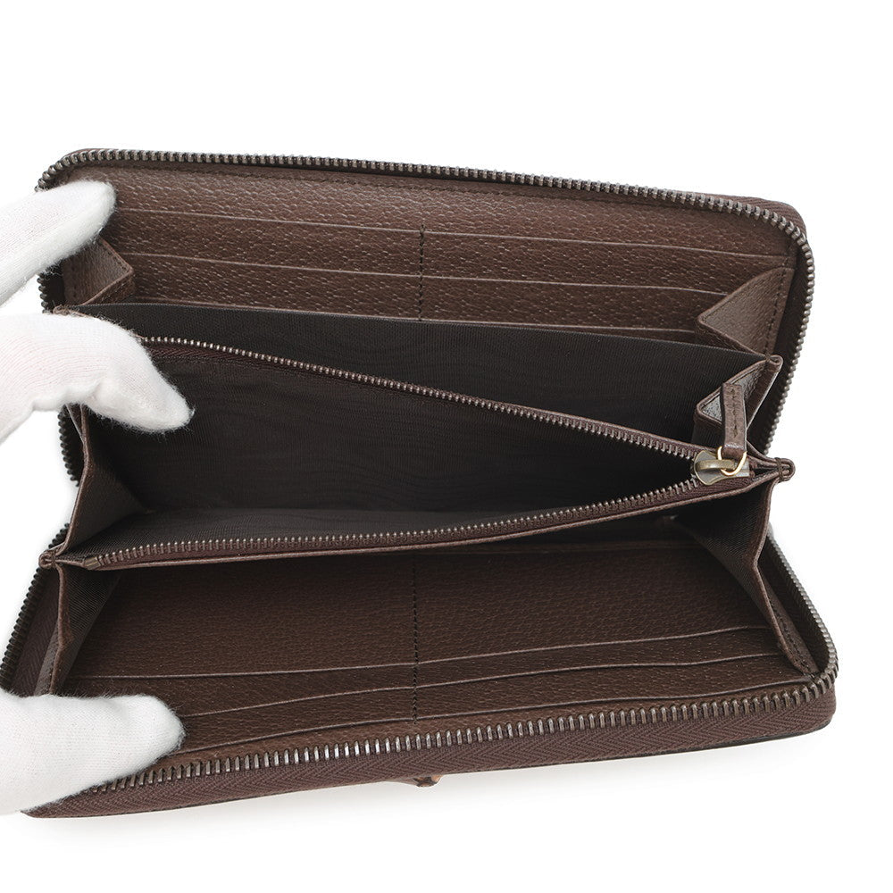 GUCCI Jumbo GG Bamboo Zip Around Wallet Beige/Brown658634 Canvas/Leather
