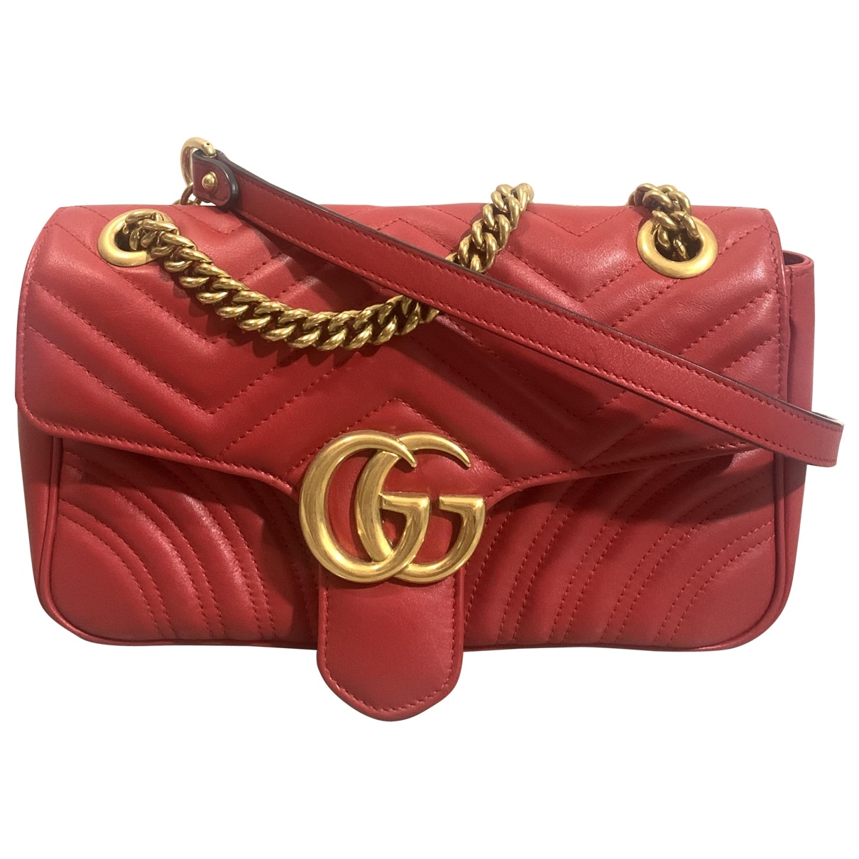 Gucci marmont red leather handbag