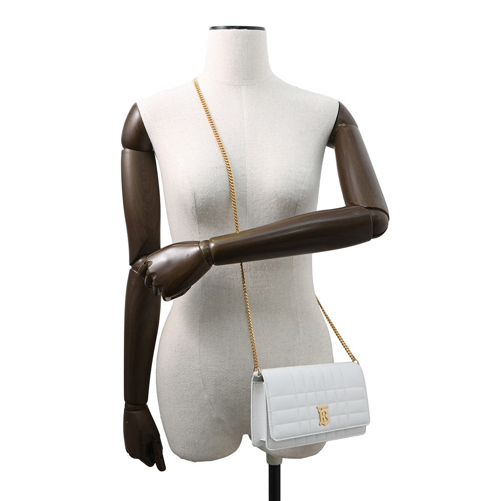 BURBERRY Roller Clutch ChainShoulder White8066176 Leather