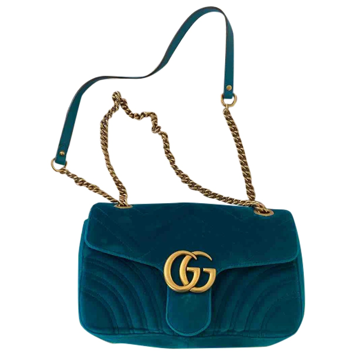 Gucci marmont turquoise velvet handbag