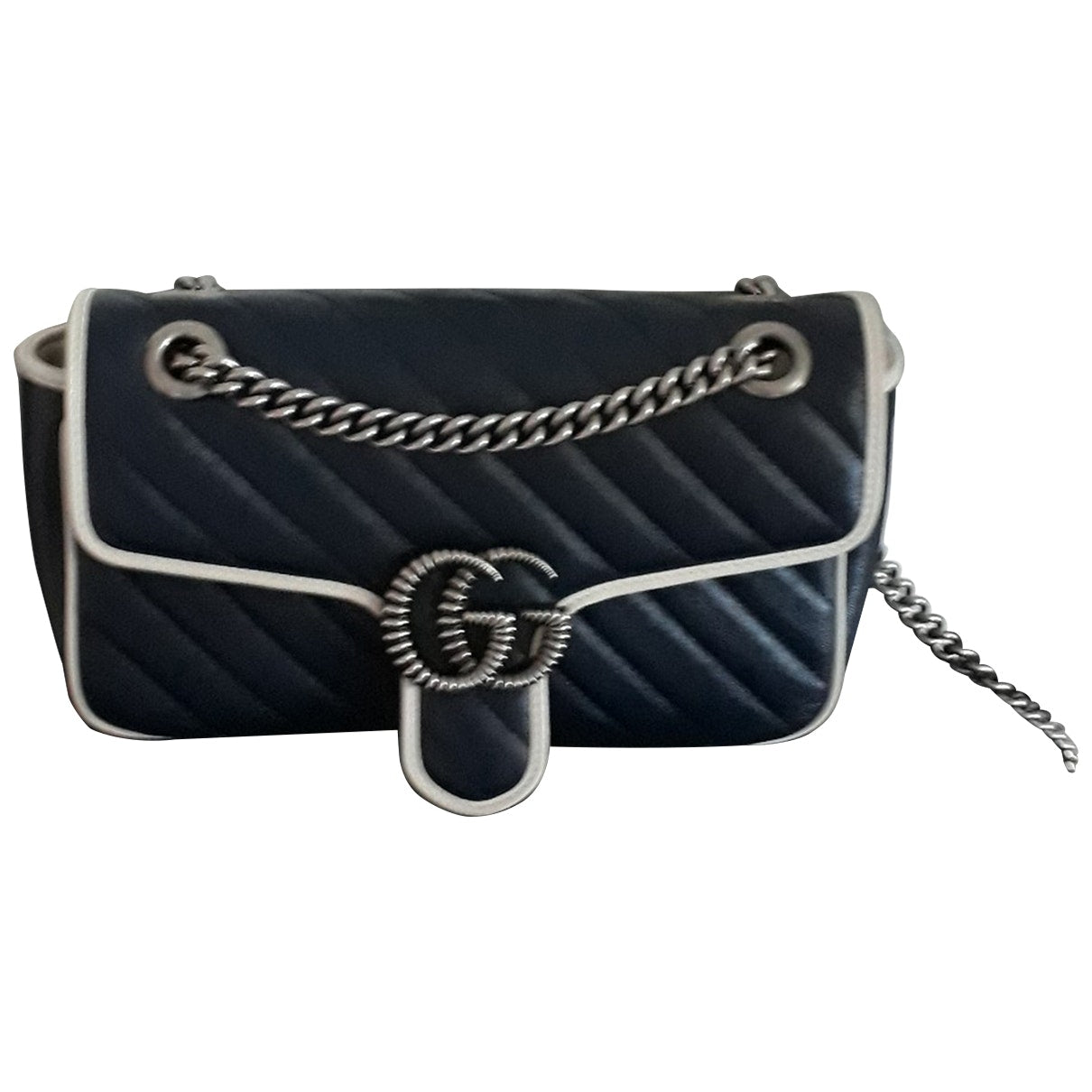 Gucci marmont blue leather handbag