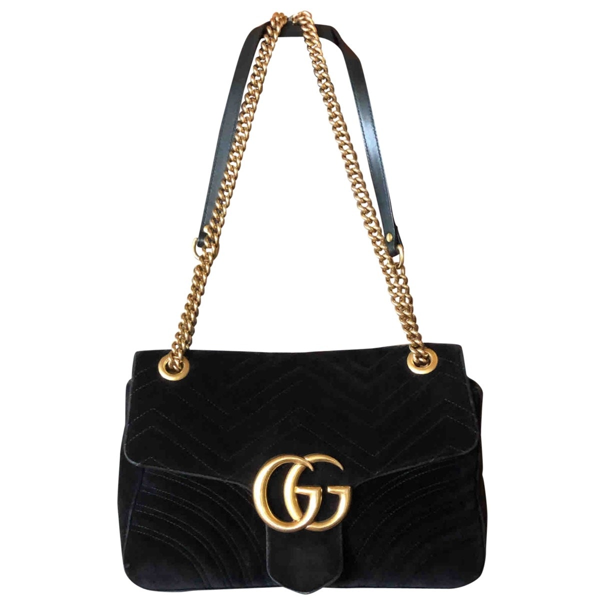 Gucci marmont black suede handbag