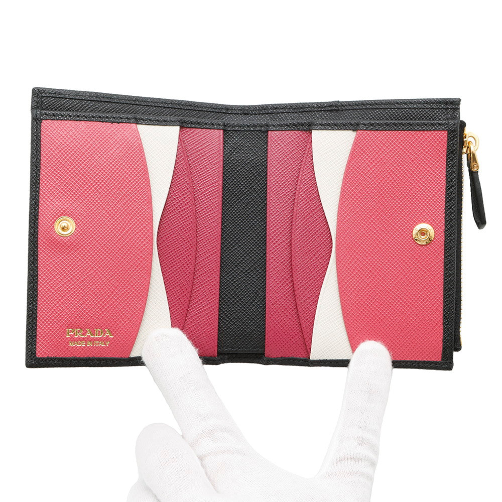 PRADA Saffiano Leather Multicolor Wallet Black/Pink1ML050 Leather