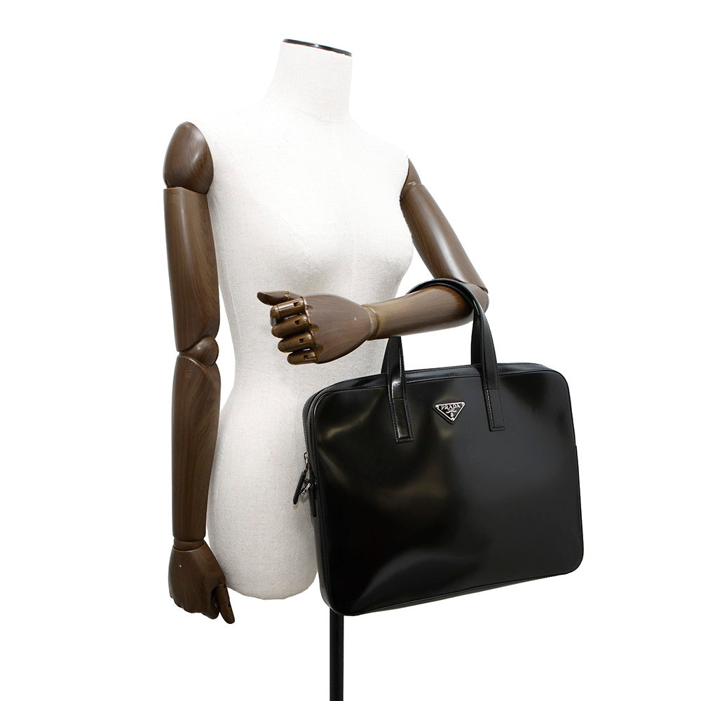 PRADA ?2WAY business bag Black2VE368 BrushedLeather