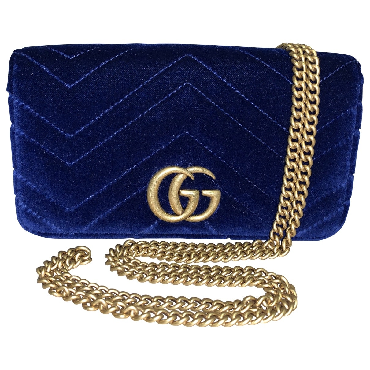 Gucci marmont blue velvet handbag