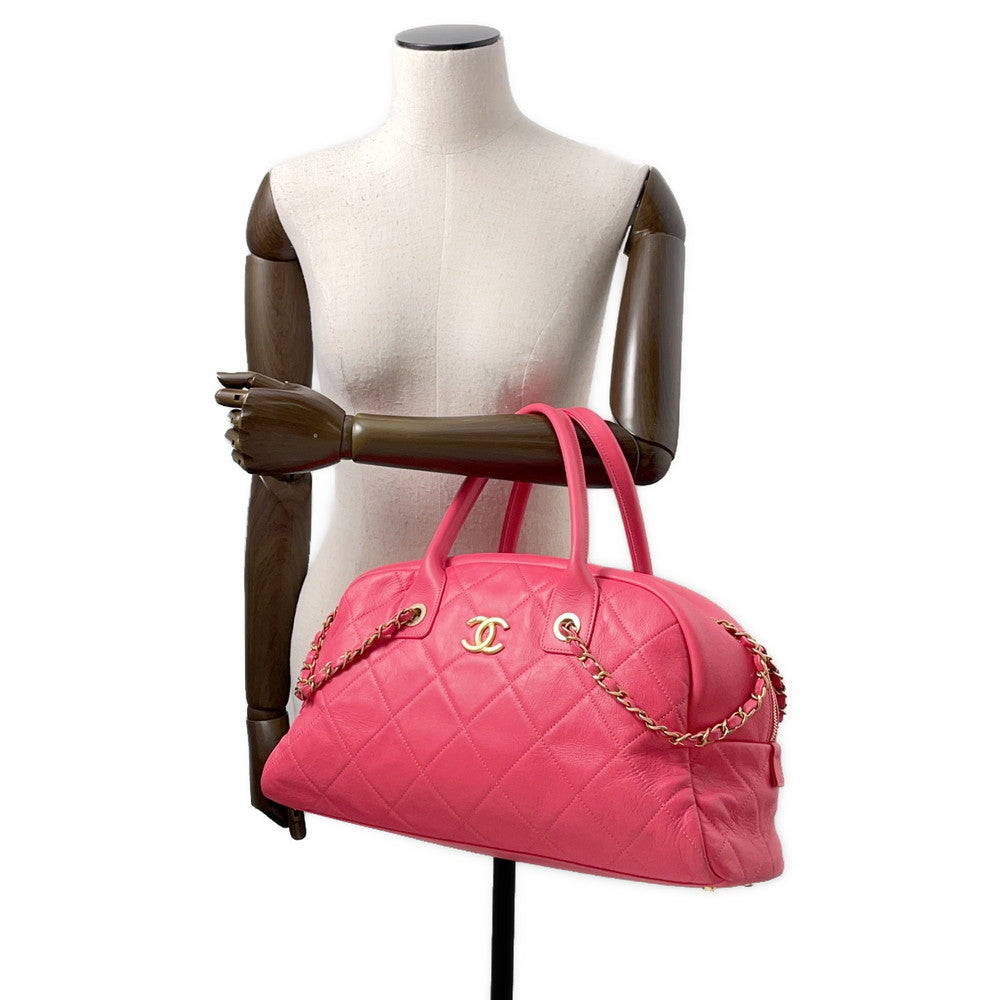 CHANEL Matelasse Bowling Bag PinkAS2223 Calf Leather