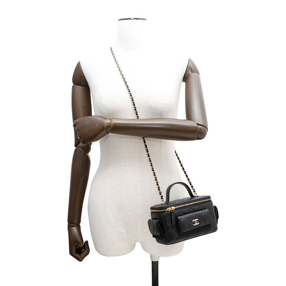 CHANEL Matelasse Chain vanity bag BlackAP3017 Caviar Leather
