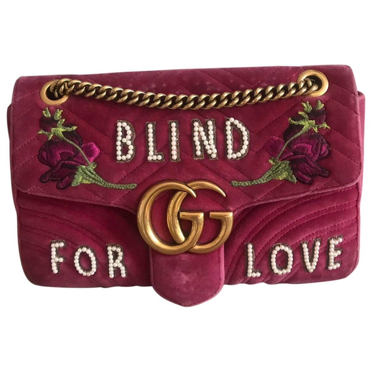 Gucci marmont pink velvet handbag