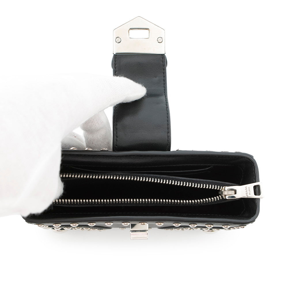 PRADA ?Studded Pouch Black1N1843 Leather