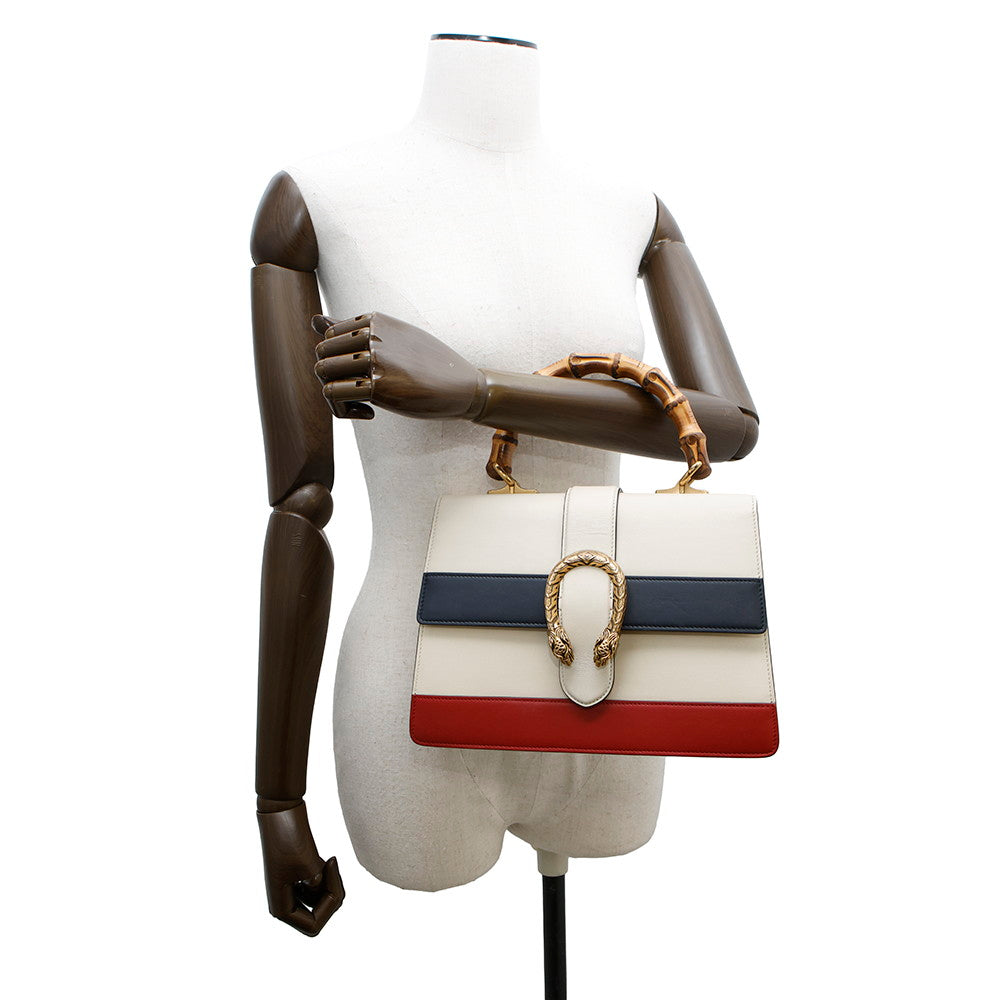 GUCCI Dionysus 2-Way Handbag Ivory/Green/Red448075 Bamboo Leather