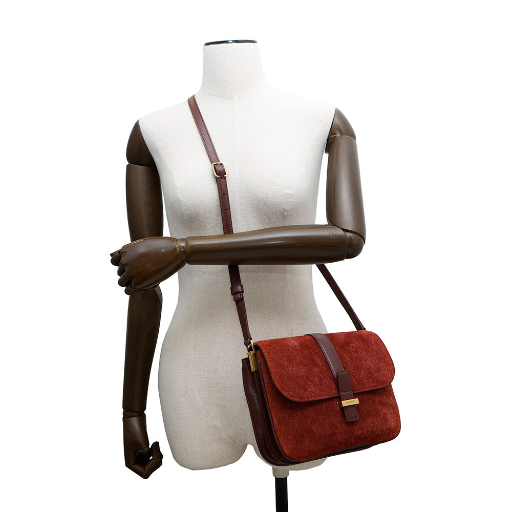 SAINT LAURENT PARIS ?Satchel Monogram Allover Shoulder Bag Bordeaux568604 Suede leather Size Small