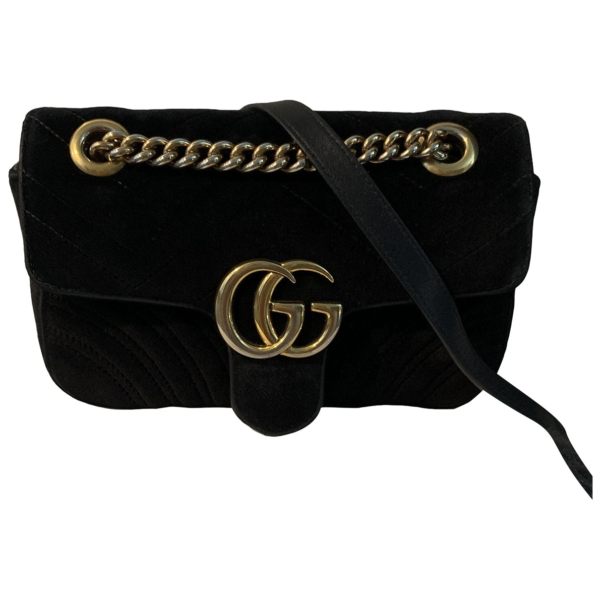 Gucci marmont black velvet handbag