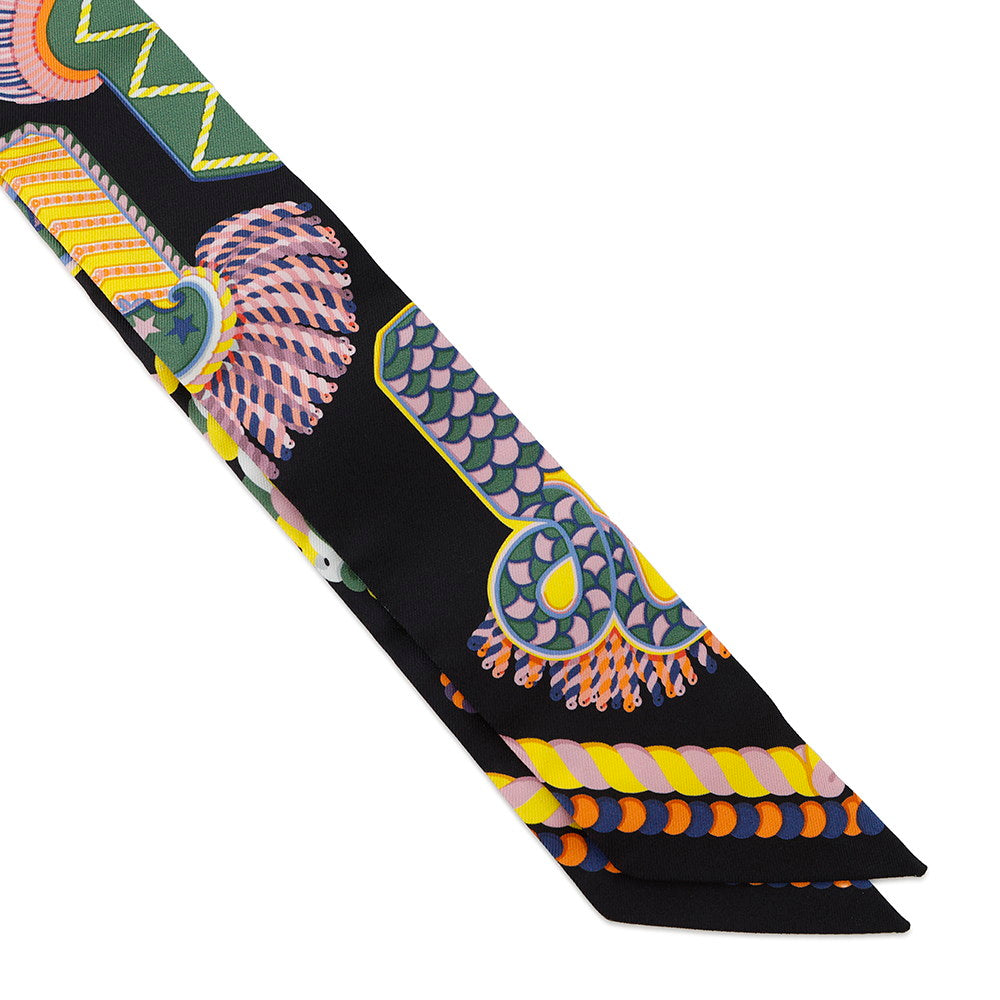 HERMES Twilly Epaulettes de Gal ceremonial epaulettes Caban/Vert/Jaune Silk100%