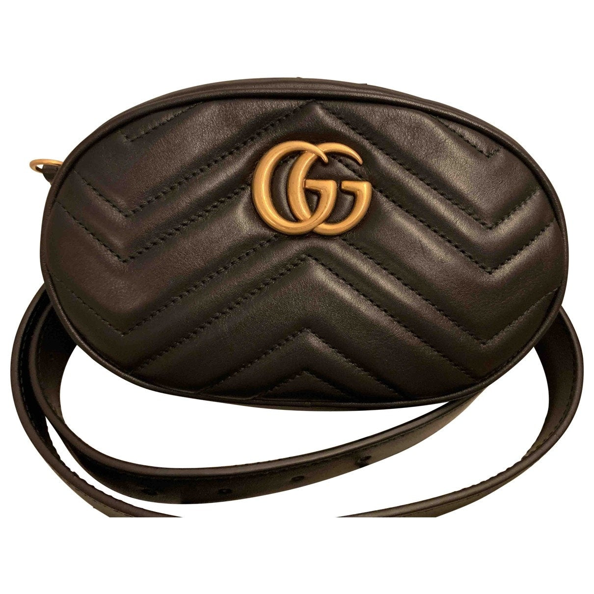Gucci gg marmont circle black leather handbag