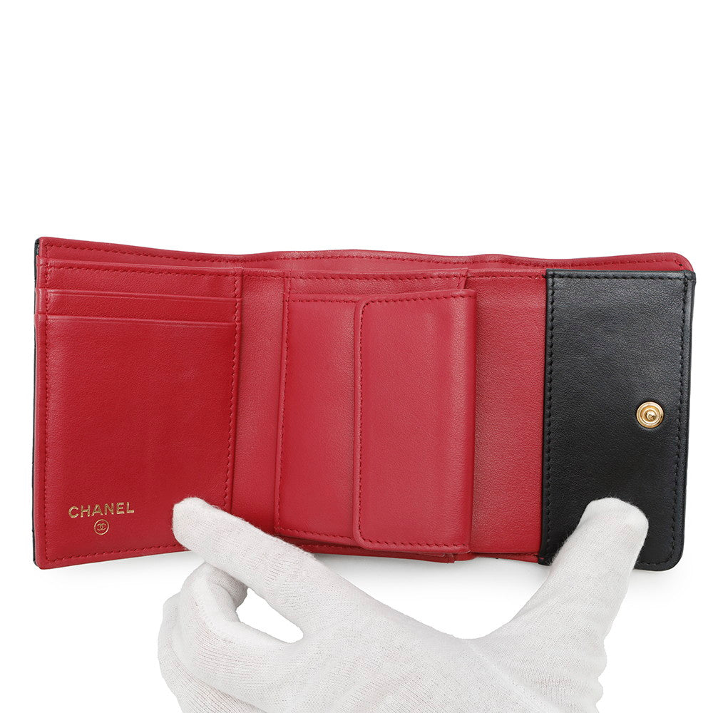 CHANEL 19 Flap Tri-fold Compact Wallet BlackAP1064 Lambskin