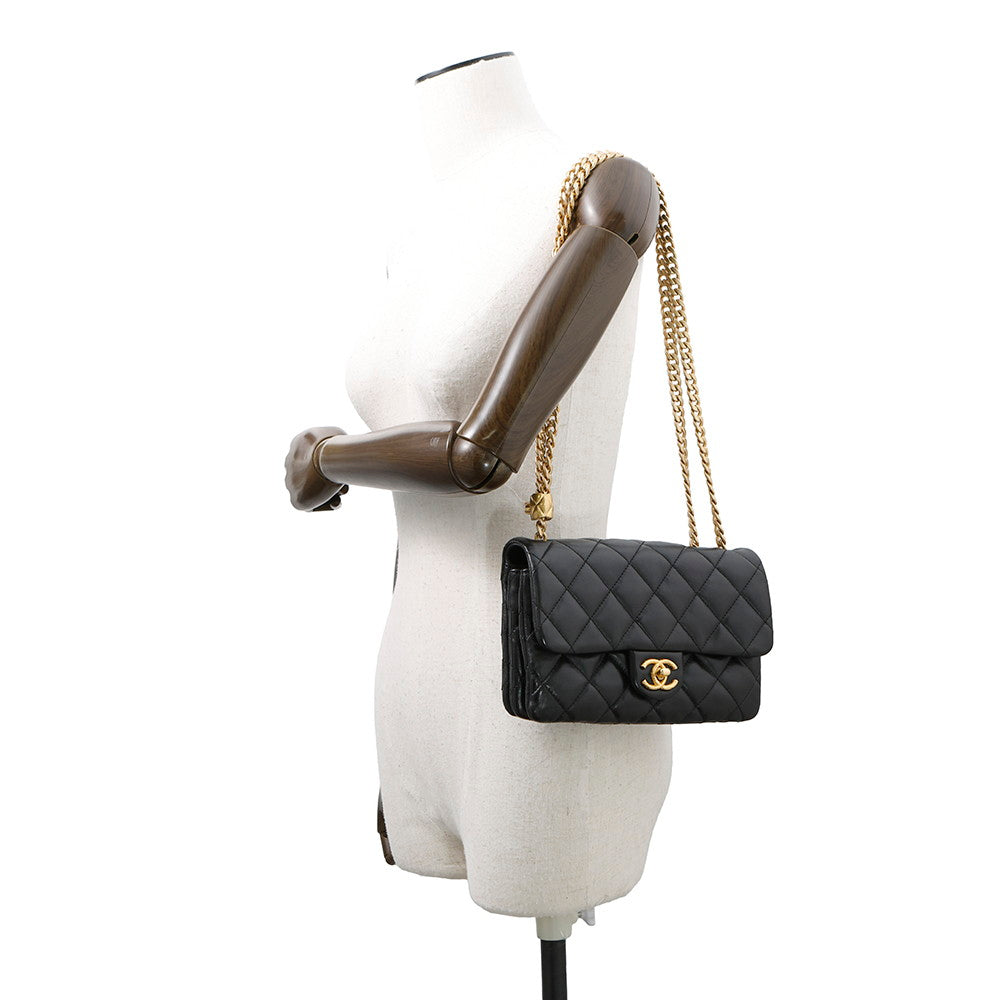 CHANEL Matelasse ChainShoulder BlackAS3393 Lambskin Size 20