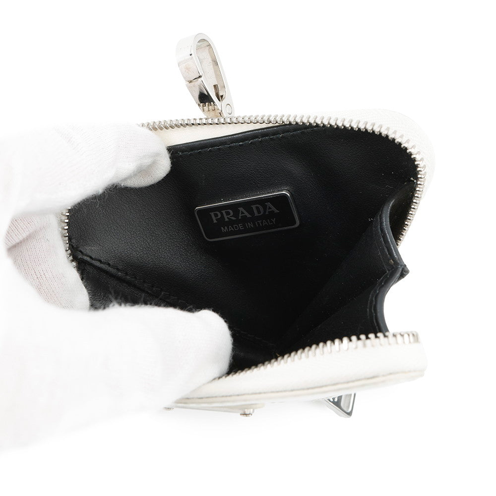 PRADA Triangle Coin purse White1TL433 Leather