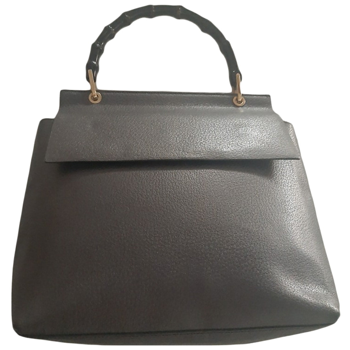 Gucci bamboo anthracite leather handbag